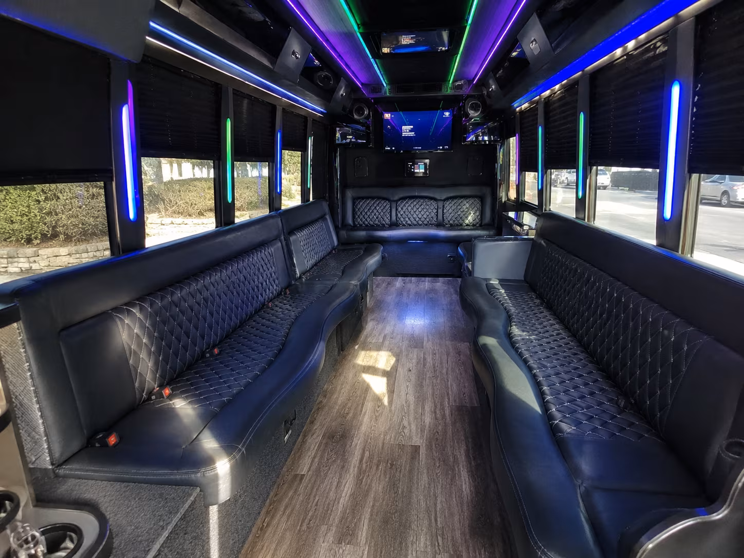 berkeley 15 passenger party bus interior