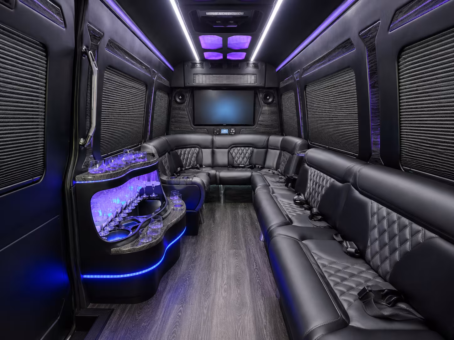 berkeley 40 passenger party bus interior